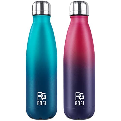 BOGI Doppelwandige Thermosflasche Edelstahl Trinkflasche Kinder Trinkflasche Schule Himmelblau Pink