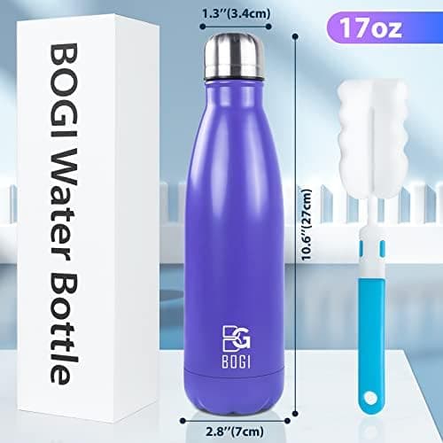 BOGI Doppelwandige Thermosflasche Edelstahl Trinkflasche Kinder Trinkflasche Schule Himmelblau Pink