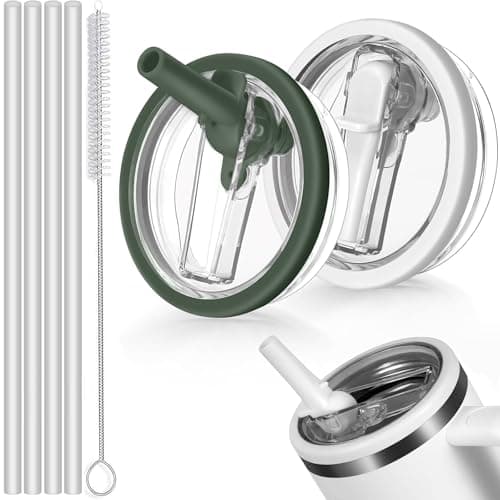 Sunshine Smile - Auslaufsicherer Ersatzdeckel für Stanley Cup Becher 40oz + 4 Trinkhalme + Strohhalm Bürste | Für Zubeah
