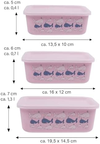 AWAVE Aufbewahrungsdosen-Set für klimaneutrale Nachhaltigkeit, 3-teiliges Set, rosé, 400 ml, 730 ml, 1.300 ml, aus recyc