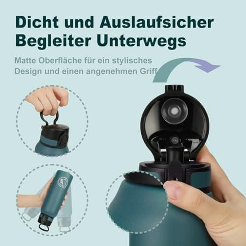 Thermosflasche UZSPACE Waldgrün Kinder 700ml Isolierte Edelstahl Trinkflasche 100% Auslaufsicher Outdoor Fitness Schule