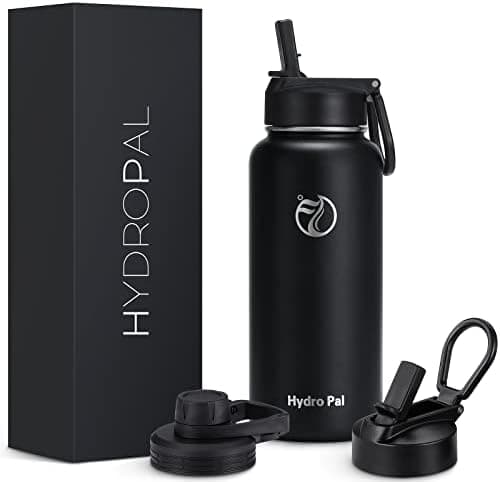 HydroPal Edelstahl Trinkflasche - Isolierte Flasche mit Strohhalm & 2 Deckeln, Auslaufsichere Isolierung für Sport, 500m