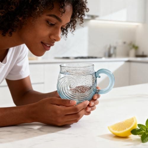 Wave Ermannischer Griff Trinkbecher, Wiederverwendbar - Blau, Neuartige Getränkartikel, Robuste Wasserbecher, Besonderes