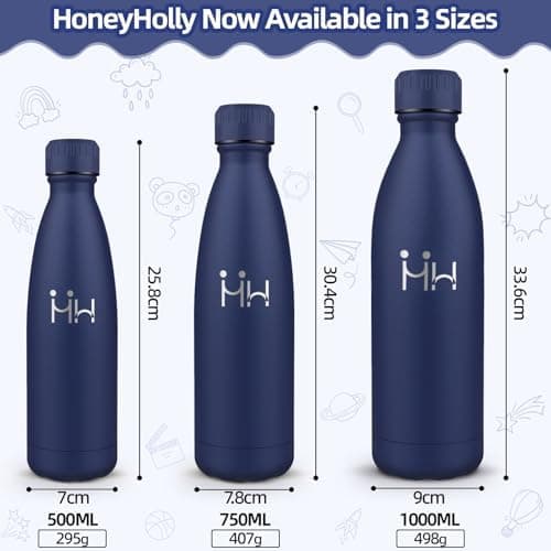 HoneyHolly Kinder Trinkflasche Doppelwandig, 500ML BPA-frei, Thermosflasche für Fitness und Gym