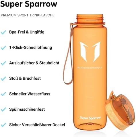Super Sparrow BPA-frei Wasserflasche - 500ml - Ideale für Sport und Outdoor - Nachhaltig ClimatePartner certified