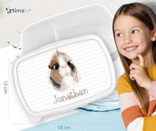 Timalo® Brotdose Kinder mit Namen | Personalisierte Bento Lunchbox für Jungen & Mädchen | Kindergarten & Schule Motiv Ti