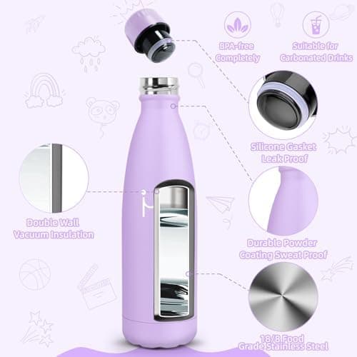 HoneyHolly Kinder Trinkflasche Doppelwandig, 500ML BPA-frei, Thermosflasche für Fitness und Gym