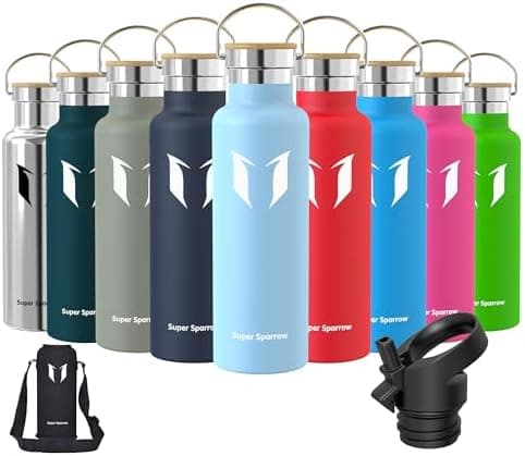 Super Sparrow Trinkflasche Edelstahl - Auslaufsicher Thermoskanne - Kinder für Sprudel, Sport, Schule, Fitness - 500ml -