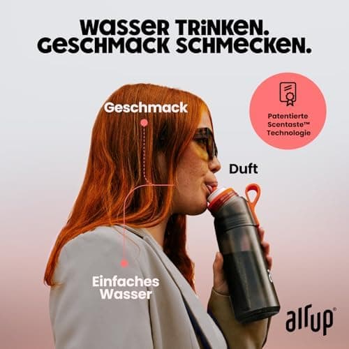 air up® Trinkflasche für Schule und Sport | inkl. 5 zuckerfreien Duft-Pods & Strohhalm | Wasserflasche in Lila für Kinde