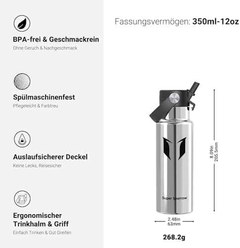 Super Sparrow Thermobecher für Sport und Outdoor - 500ml, 750ml - BPA-Frei, ClimatePartner certified - FlipFlow Trinkfla