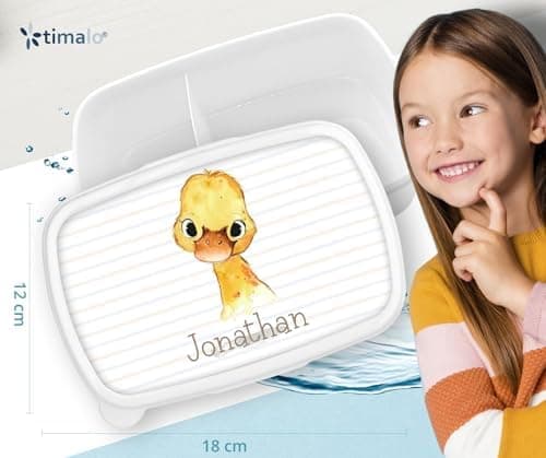 Timalo® Brotdose Kinder mit Namen | Personalisierte Bento Lunchbox für Jungen & Mädchen | Kindergarten & Schule Motiv Ti