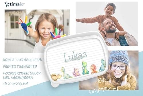 Timalo® Brotdose Kinder mit Namen | Personalisierte Bento Lunchbox für Jungen & Mädchen | Kindergarten & Schule Motiv Ti