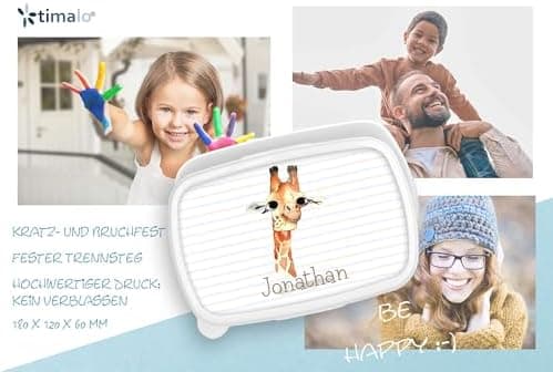 Timalo® Brotdose Kinder mit Namen | Personalisierte Bento Lunchbox für Jungen & Mädchen | Kindergarten & Schule Motiv Ti