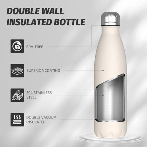 WATERSY Doppelwandige Edelstahl-Trinkflasche 500 ml Kinder ThermoSafe BPA-Frei Kalt&Warm Sprudel Dunkel Blau Sport Gym