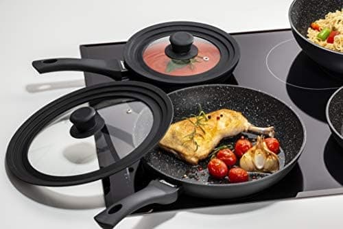 Linnuo Universal Silikondeckel - PlatzspAREND - Backofen/Spülmaschinefest - 1 Dekel 3 Größen - Robuster Glasdeckel - 2er