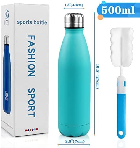 BOGI Doppelwandige Thermosflasche Edelstahl Trinkflasche Kinder Trinkflasche Schule Himmelblau Pink