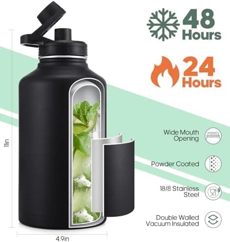 HydroPal Edelstahl Trinkflasche - Isolierte Flasche mit Strohhalm & 2 Deckeln, Auslaufsichere Isolierung für Sport, 500m