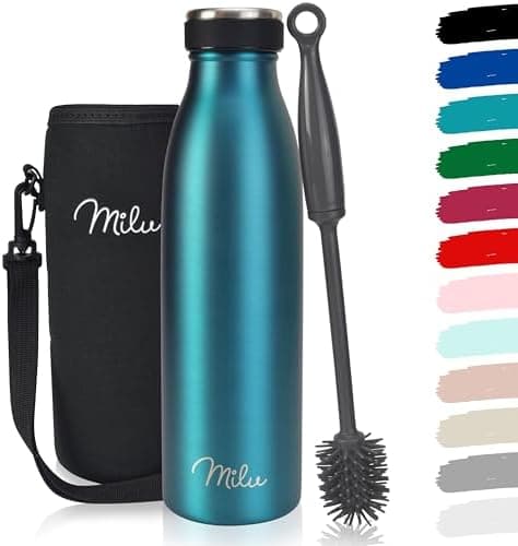 Milu Edelstahl Trinkflasche für Erwachsene – 750ml Isolierflasche zum Tragen – auslaufsicher, Kohlensäuregerecht inkl. R