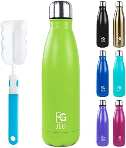 BOGI Doppelwandige Thermosflasche Edelstahl Trinkflasche Kinder Trinkflasche Schule Himmelblau Pink