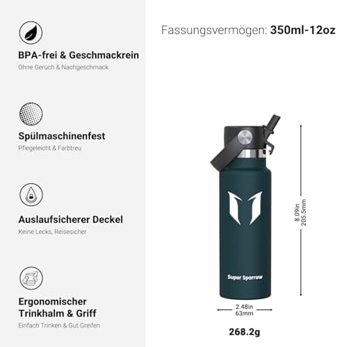 Super Sparrow Thermobecher für Sport und Outdoor - 500ml, 750ml - BPA-Frei, ClimatePartner certified - FlipFlow Trinkfla