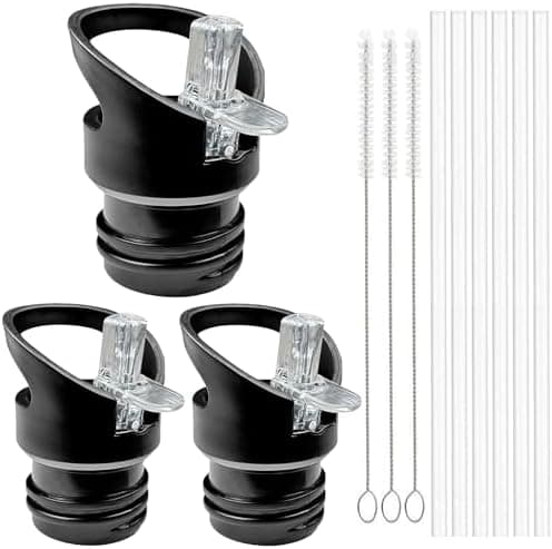 3 Stück Strohdeckel, Wasserflaschenverschluss für Standflaschen, Schwarz - Tragbare Breitenaufnahme für Sportflaschen