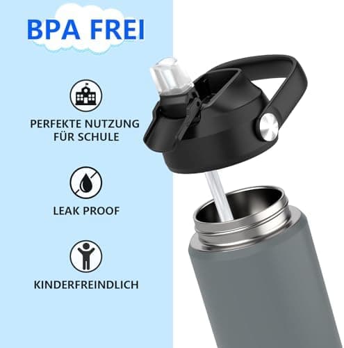 Edelstahl Trinkflasche Meeresjungfrau 550ml BPA Frei Auslaufsicher Thermosflaschefür Kinder und Erwachsene - Sport, Schu