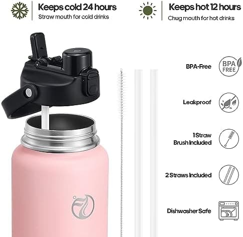 HydroPal Trinkflasche Edelstahl - 1900ml mit Henkel für Fitness, BPA-Frei, flasche Metall, Aesthetic trinkflasche Mitter