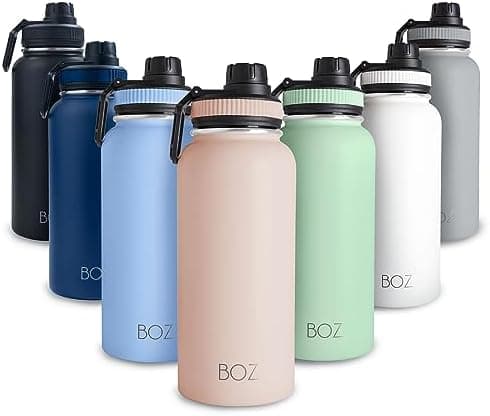BOZ Ersatzdeckel für Trinkflasche - Strohhalm & Schraubverschluss - schwarz