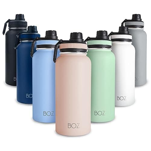 BOZ Ersatzdeckel für Trinkflasche - Strohhalm & Schraubverschluss - schwarz