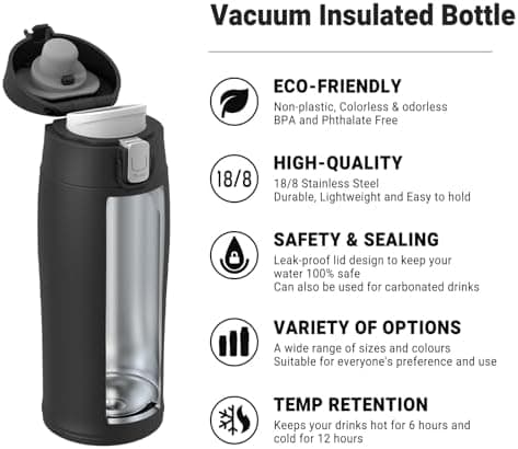 AORIN Trinkflasche Edelstahl 18/8, 500ml, BPA-Frei, Doppelwandig Isolierflasche für Sport, Schule und Outdooraktivitäten