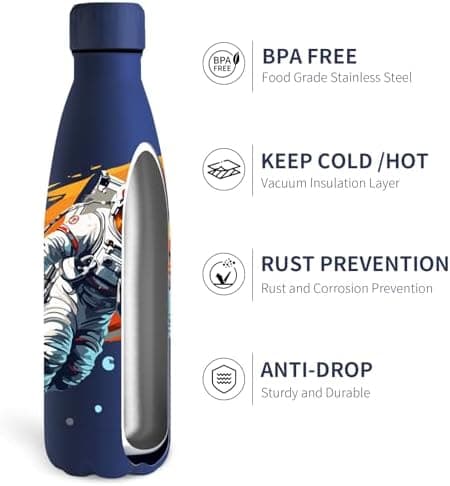 Grsta Trinkflasche 500ml, BPA-freie Edelstahlflasche für Kinder, ideale Wasserspeicherung bei Kalt&warm