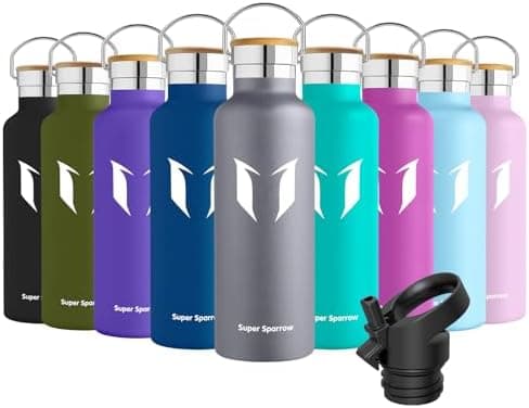 Super Sparrow Trinkflasche Edelstahl - Auslaufsicher Thermoskanne - Kinder für Sprudel, Sport, Schule, Fitness - 500ml -
