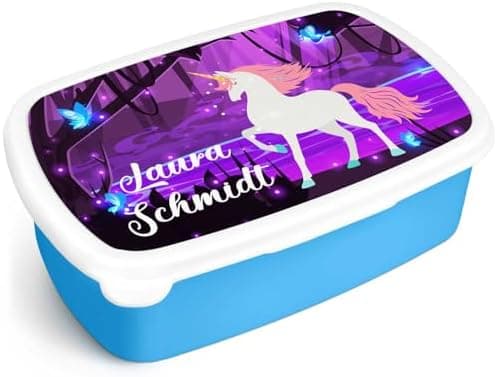 GRAVURZEILE Personalisiertes Magischer Wald Brotd Essbox für Kinder - Platzsparend stapelbar - Ideal für Schule & Kita -