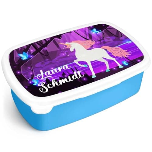 GRAVURZEILE Personalisiertes Magischer Wald Brotd Essbox für Kinder - Platzsparend stapelbar - Ideal für Schule & Kita -