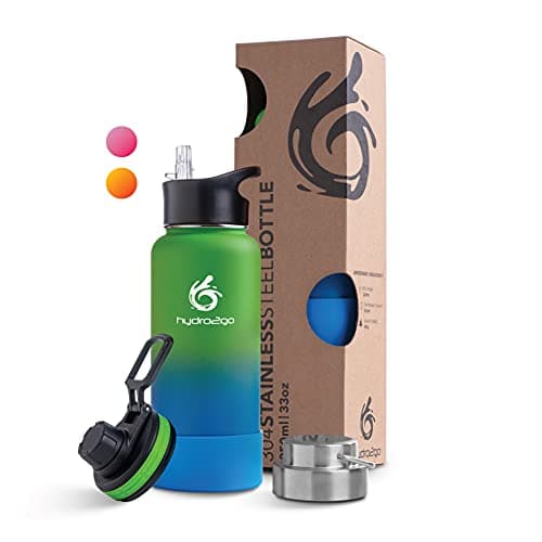 hydro2go Edelstahl Trinkflasche Mit Strohhalm, Bpa-Frei, Isolierflasche Für Kinder, Sport & Outdoor, 12h Heiß 24h Kalt H