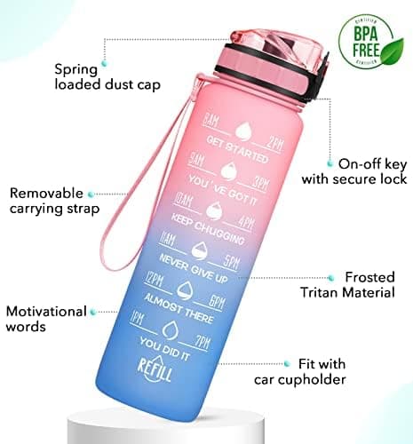 HydroPal Trinkflasche 1L für Sport und Fitness - BPA-Frei, Strohhal, Outdoor und Büroideal - Leicht, Stoßfest, Wiederver