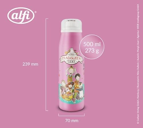ALFI Kids ISO BOTTLE 350ml - Idas Schule der Magischen Tiere - Isoliertrinkflasche Kinder Edelstahl - hält 12 Stunden he