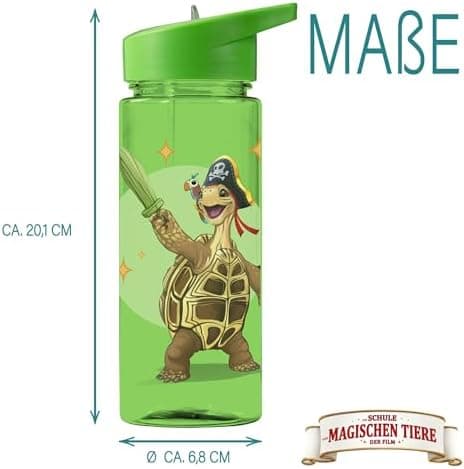 AWAVE Schule Magische Tiere Trinkflasche Kinder Edelstahl 380ml Blau Kohlensäure geeignet Thermosflasche Juri Einhandöff