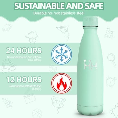 HoneyHolly Kinder Trinkflasche Doppelwandig, 500ML BPA-frei, Thermosflasche für Fitness und Gym