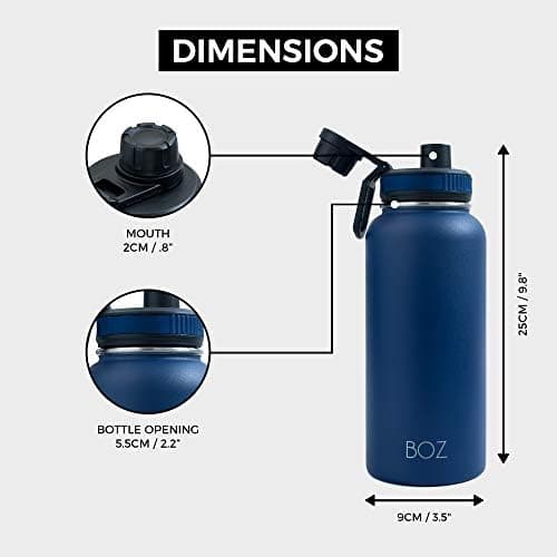 BOZ Ersatzdeckel für Trinkflasche - Strohhalm & Schraubverschluss - schwarz