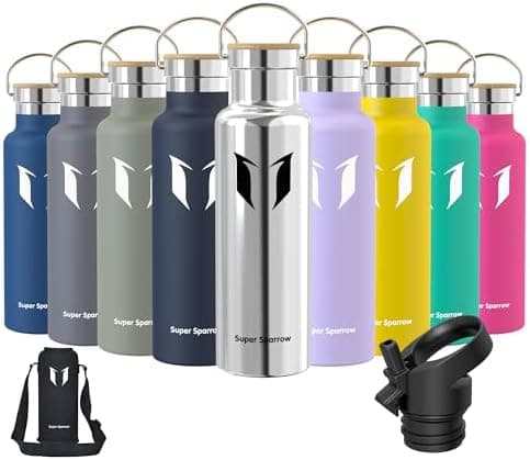 Super Sparrow Trinkflasche Edelstahl - Auslaufsicher Thermoskanne - Kinder für Sprudel, Sport, Schule, Fitness - 500ml -