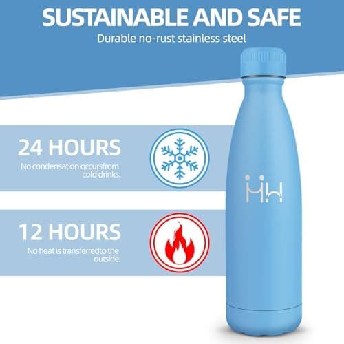HoneyHolly Kinder Trinkflasche Doppelwandig, 500ML BPA-frei, Thermosflasche für Fitness und Gym