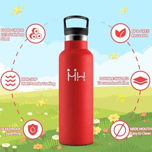 HoneyHolly Edelstahl Trinkflasche 500ML Kinder BPA-Frei Isoliert Thermoflasche