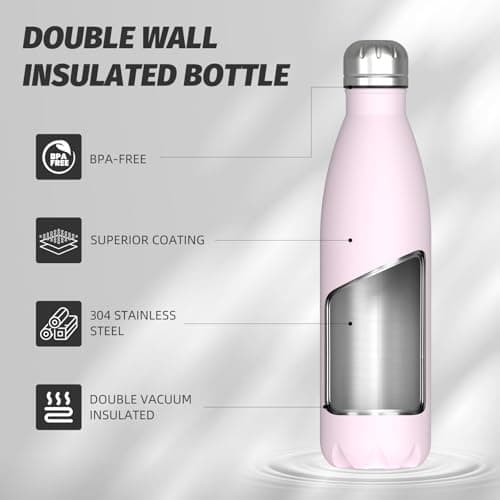 WATERSY Doppelwandige Edelstahl-Trinkflasche 500 ml Kinder ThermoSafe BPA-Frei Kalt&Warm Sprudel Dunkel Blau Sport Gym