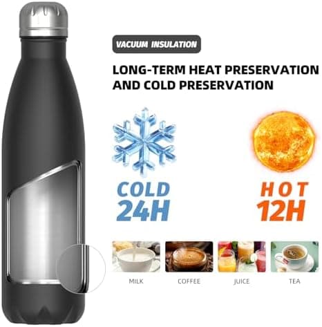 WATERSY Doppelwandige Edelstahl-Trinkflasche 500 ml Kinder ThermoSafe BPA-Frei Kalt&Warm Sprudel Dunkel Blau Sport Gym