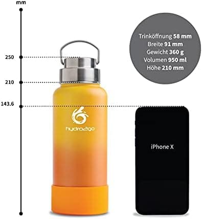hydro2go Edelstahl Trinkflasche Mit Strohhalm, Bpa-Frei, Isolierflasche Für Kinder, Sport & Outdoor, 12h Heiß 24h Kalt H