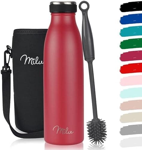 Milu Edelstahl Trinkflasche für Erwachsene – 750ml Isolierflasche zum Tragen – auslaufsicher, Kohlensäuregerecht inkl. R