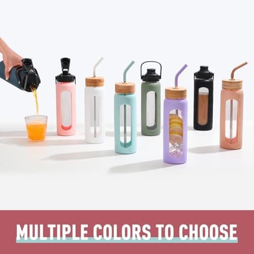BLUEGO Glaswasserflasche 900ml BPA-frei für Outdoor Aktivitäten
| CADRES Glasbecher mit Zeitmarkierung und Silikonschut