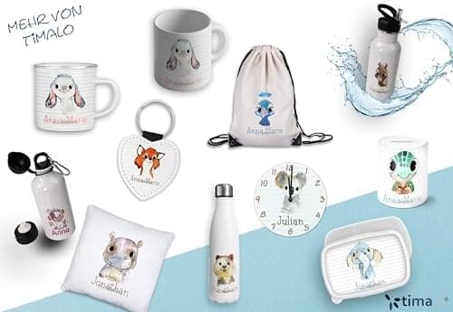 Timalo® Brotdose Kinder mit Namen | Personalisierte Bento Lunchbox für Jungen & Mädchen | Kindergarten & Schule Motiv Ti