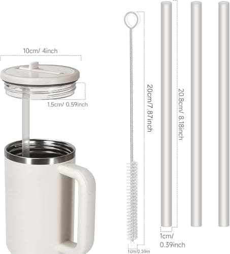 Sunshine Smile - Auslaufsicherer Ersatzdeckel für Stanley Cup Becher 40oz + 4 Trinkhalme + Strohhalm Bürste | Für Zubeah